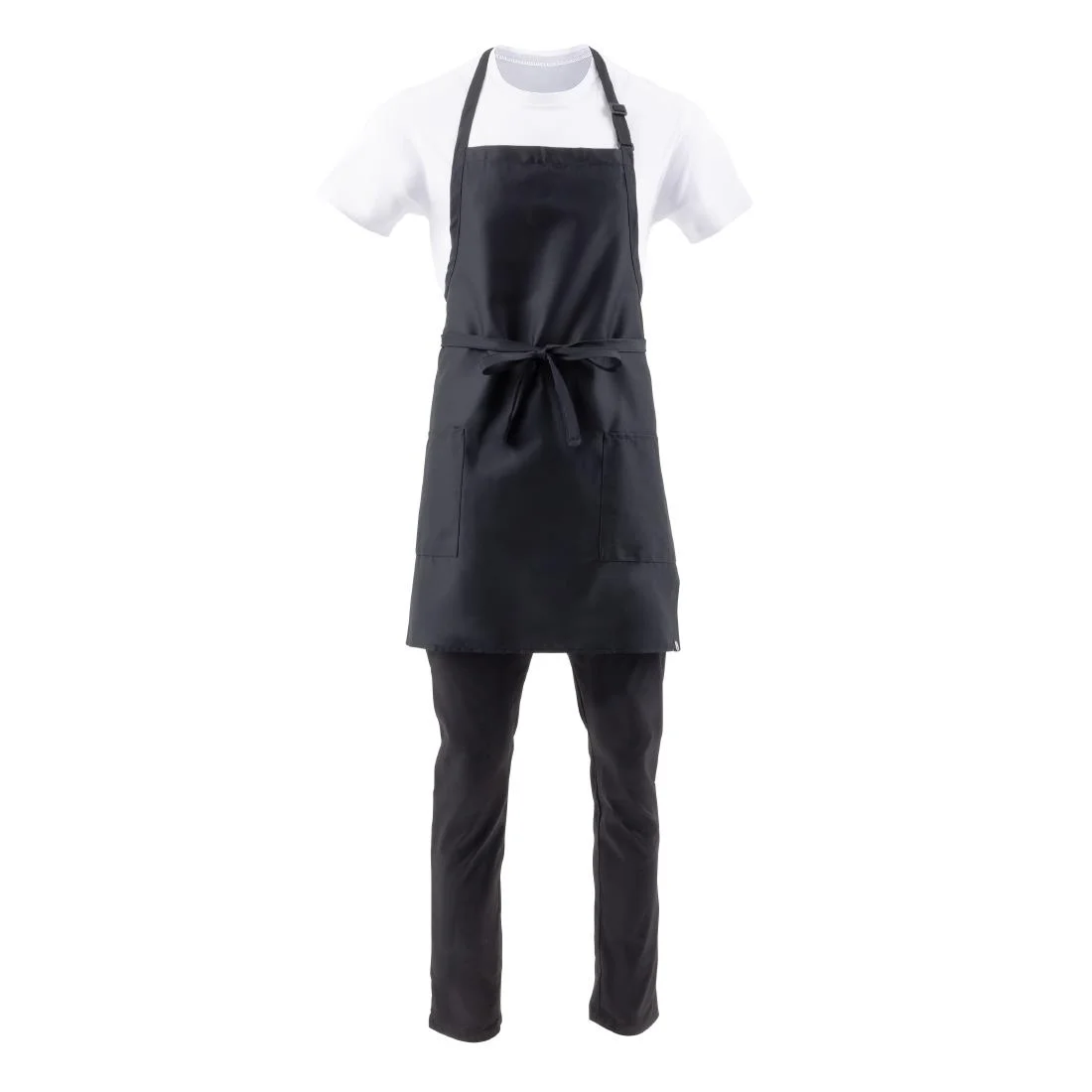 Chef Works Two Patch Pocket Bib Apron Black - Image 10