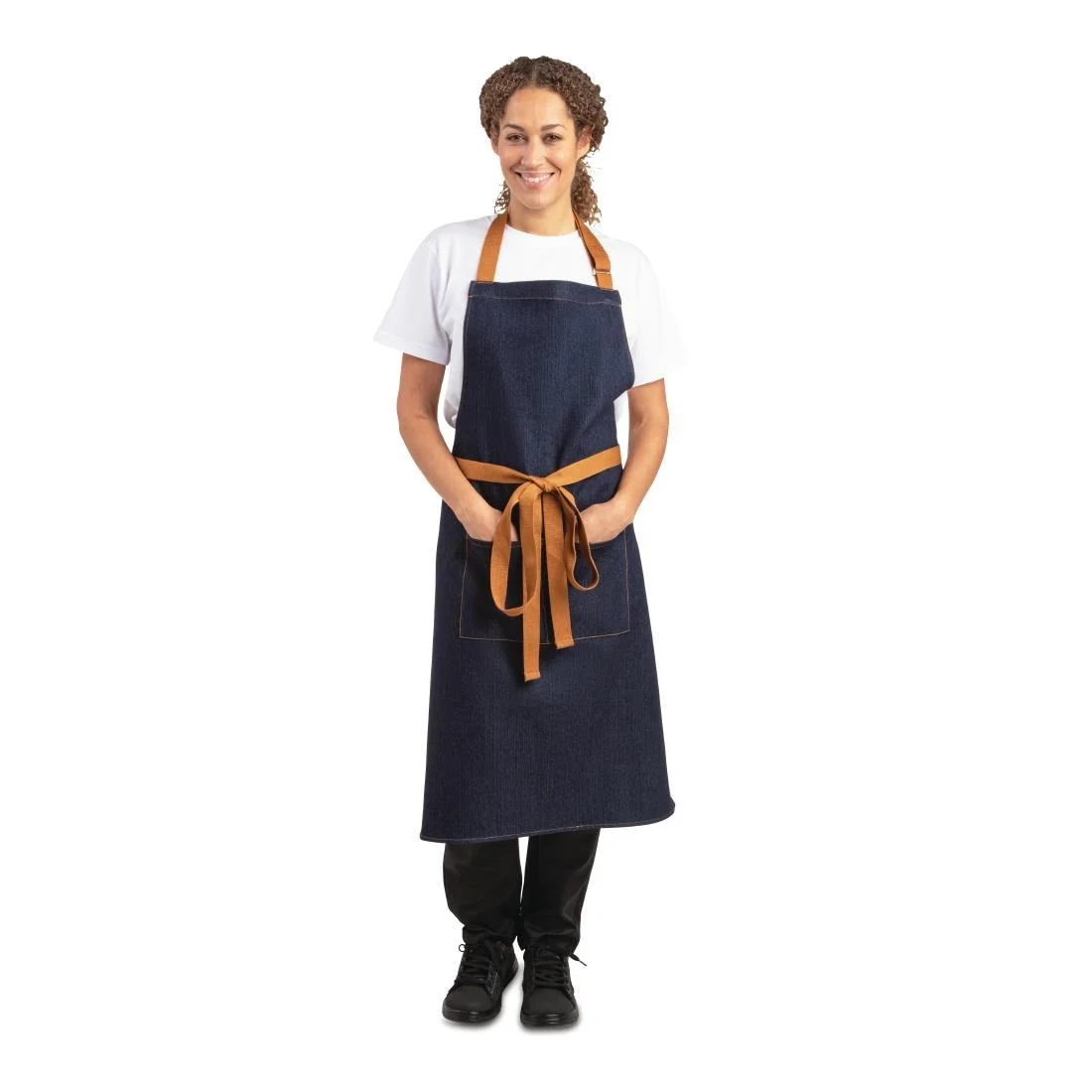 Southside Bistro Apron Denim-Blue With Tan Ties - Image 2