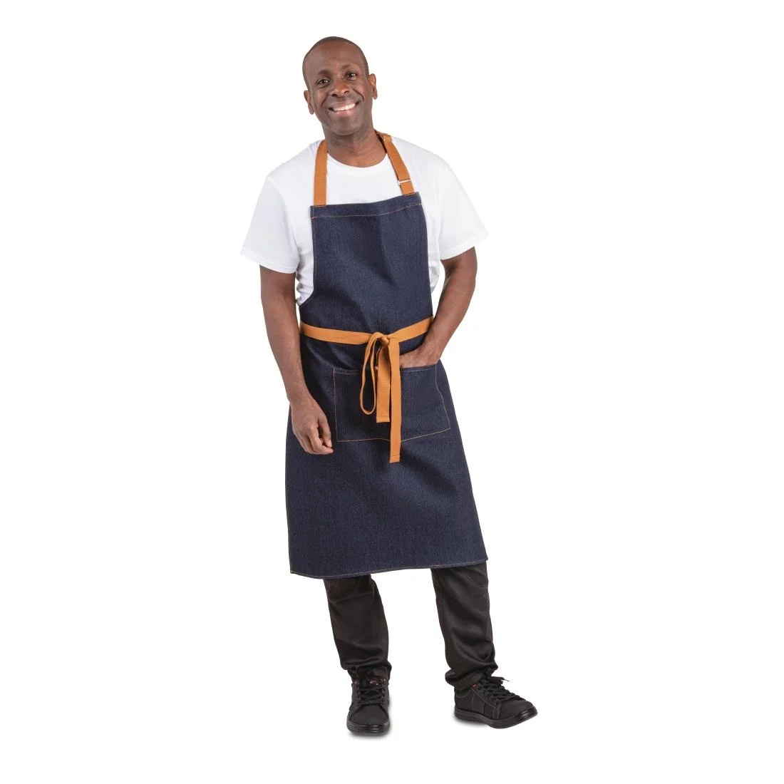 Southside Bistro Apron Denim-Blue With Tan Ties - Image 5
