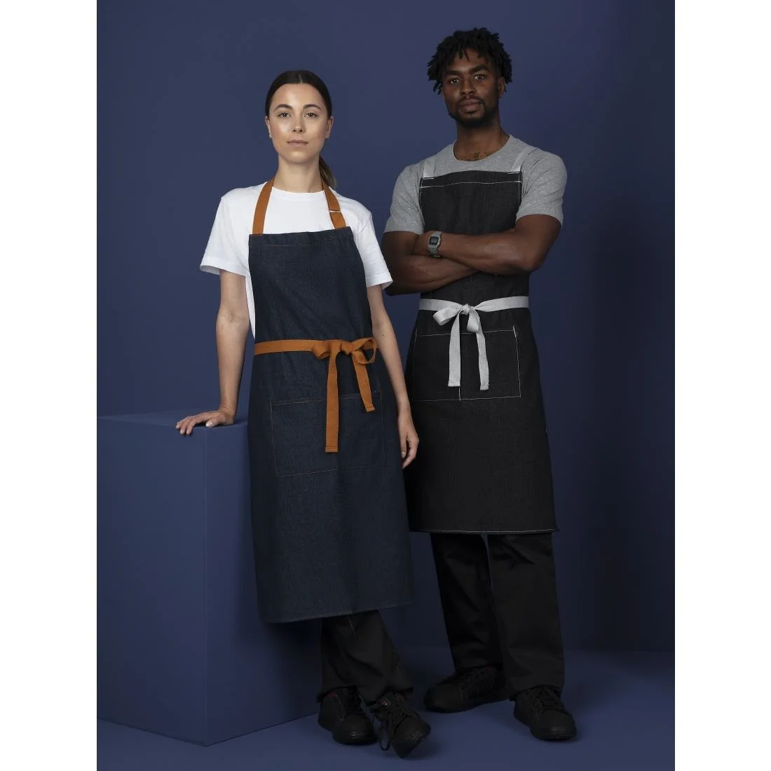 Southside Bistro Apron Denim-Blue With Tan Ties - Image 8