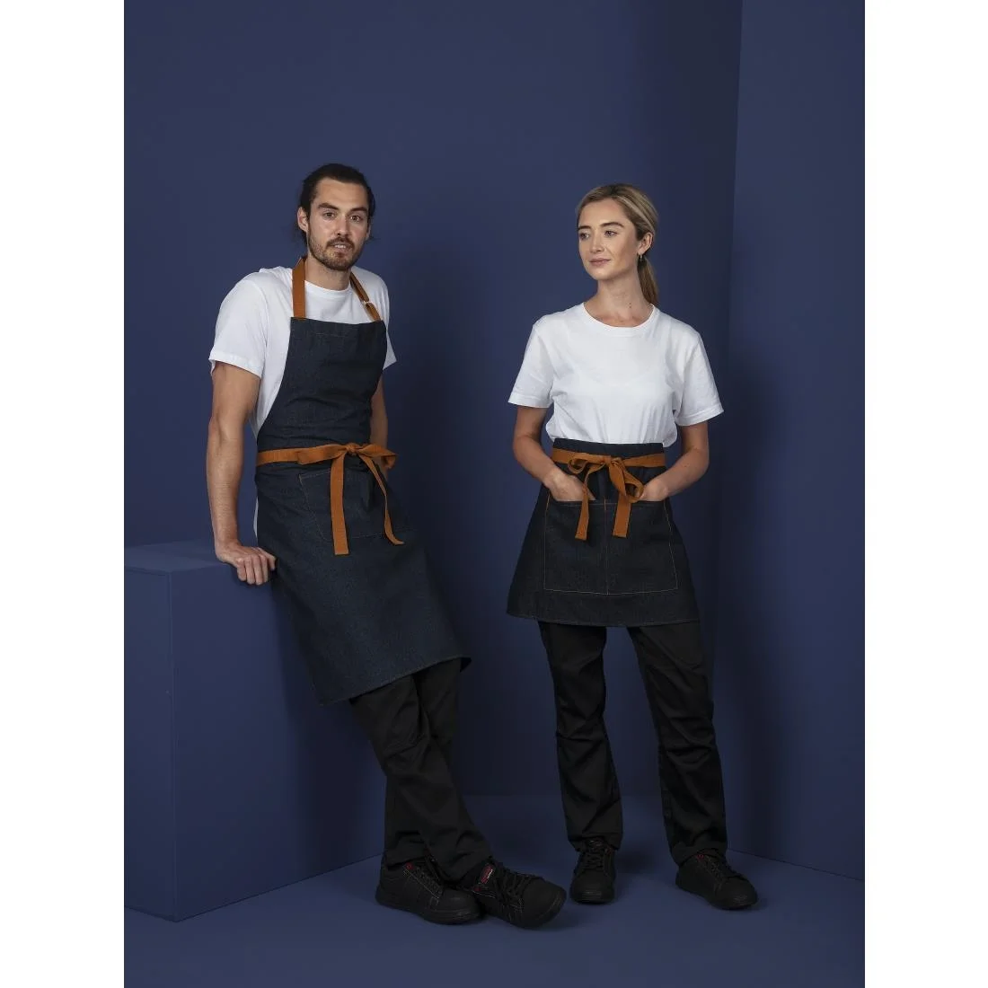 Southside Bistro Apron Denim-Blue With Tan Ties - Image 9