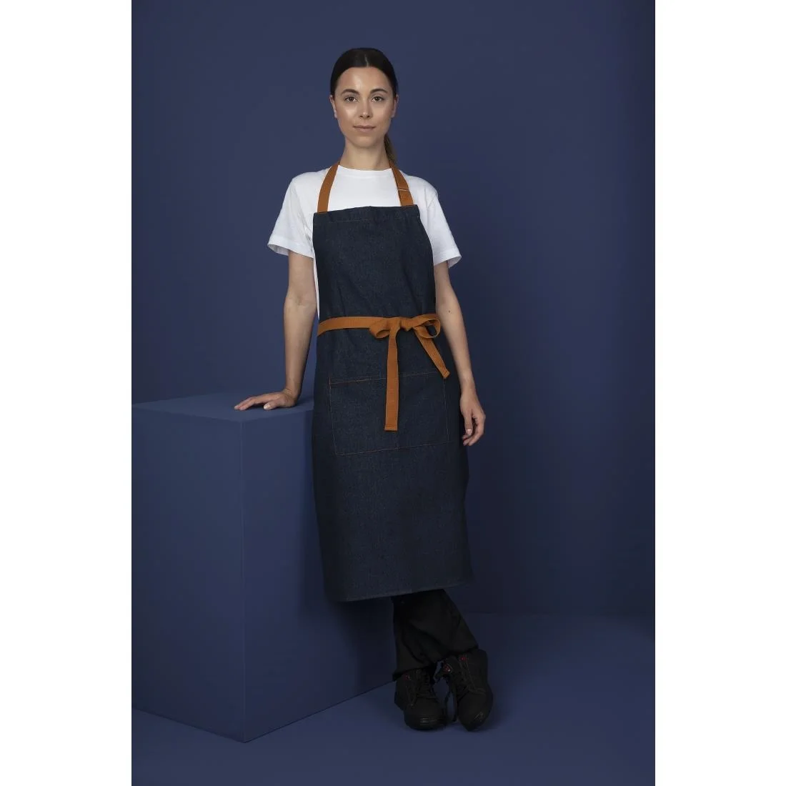 Southside Bistro Apron Denim-Blue With Tan Ties - Image 11