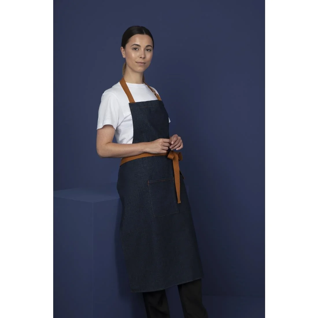 Southside Bistro Apron Denim-Blue With Tan Ties - Image 12