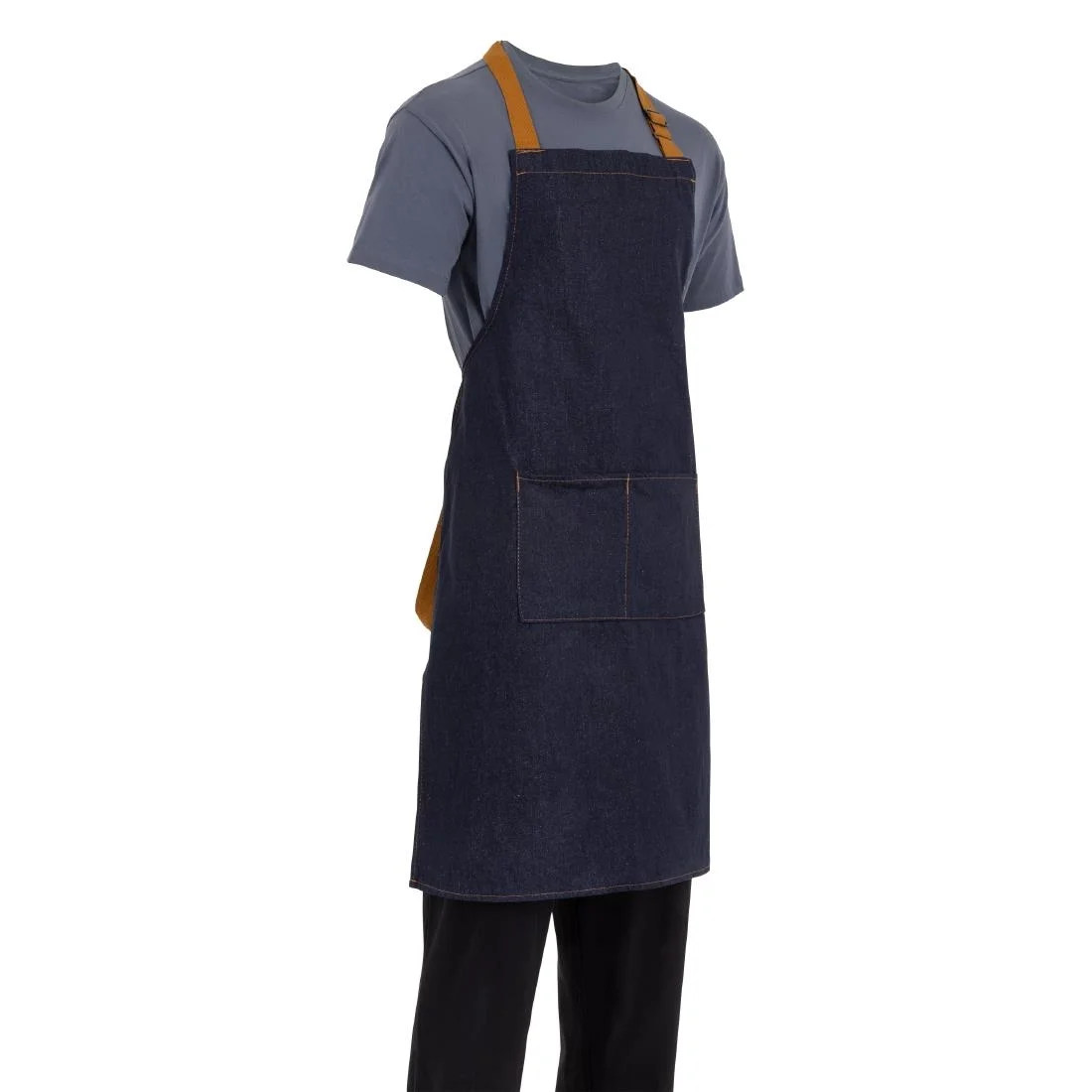Southside Bistro Apron Denim-Blue With Tan Ties