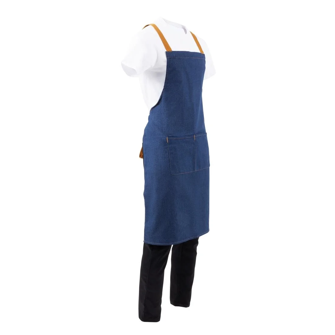 Southside X-Cross Back Apron Denim Blue Tan Ties