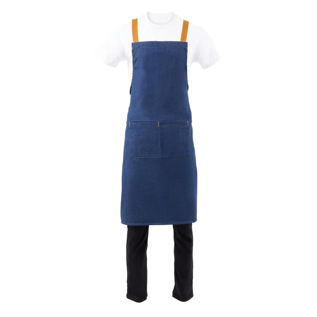 Southside X-Cross Back Apron Denim Blue Tan Ties - Image 9