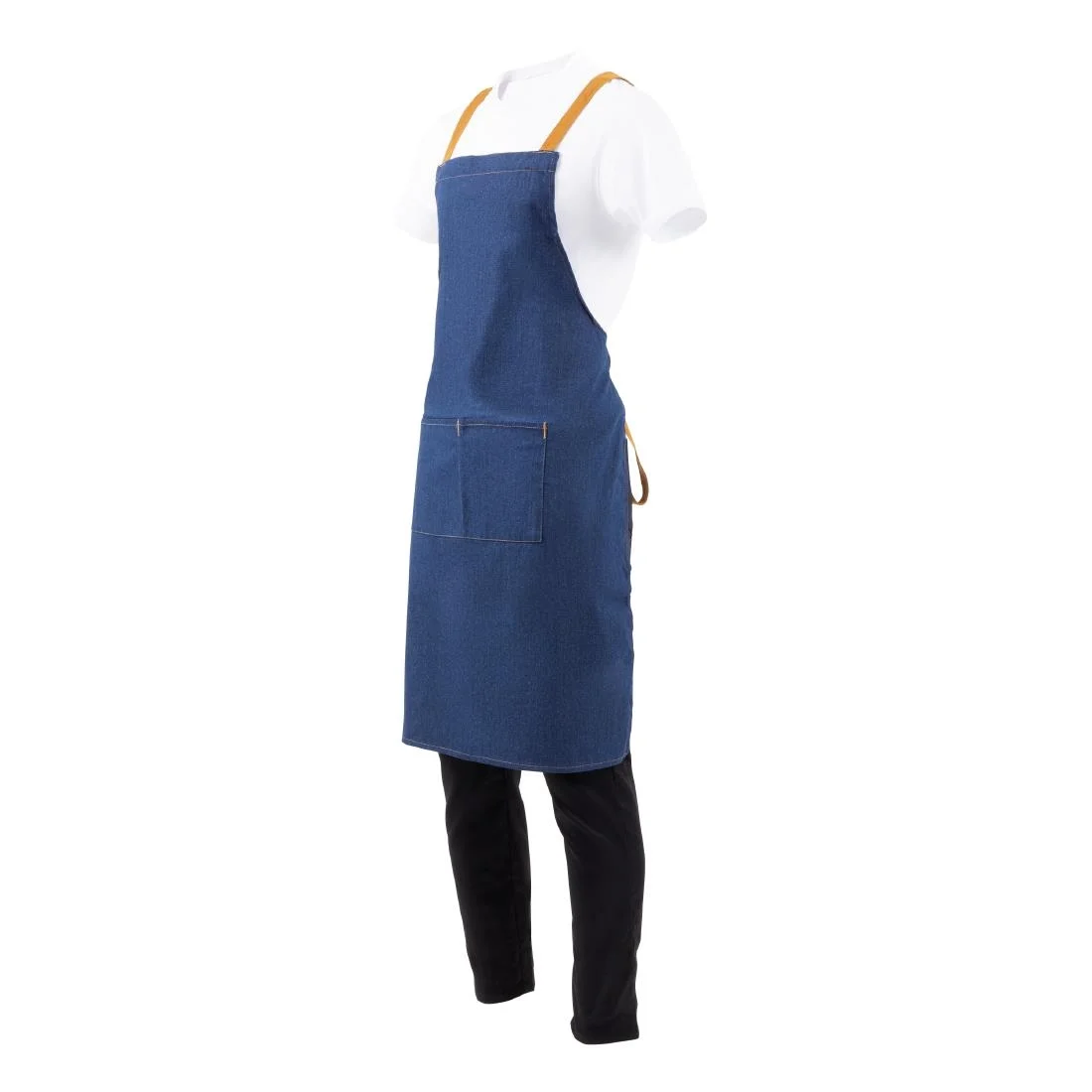 Southside X-Cross Back Apron Denim Blue Tan Ties - Image 10