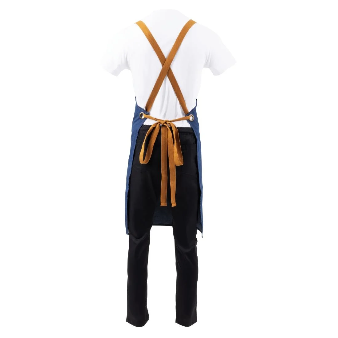 Southside X-Cross Back Apron Denim Blue Tan Ties - Image 11