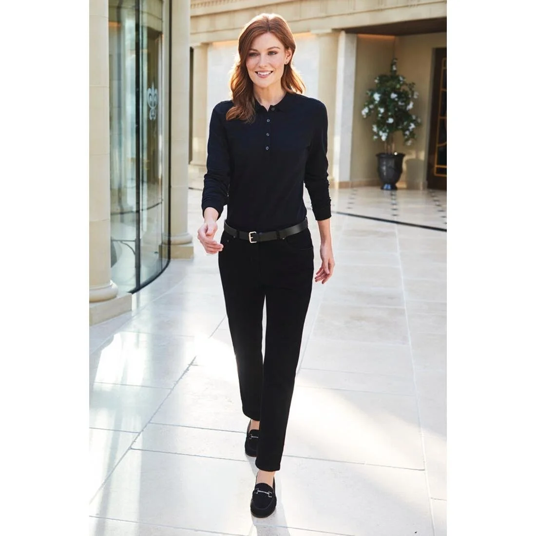 Brook Taverner Anna Women's Black Long Sleeve Polo - Image 2