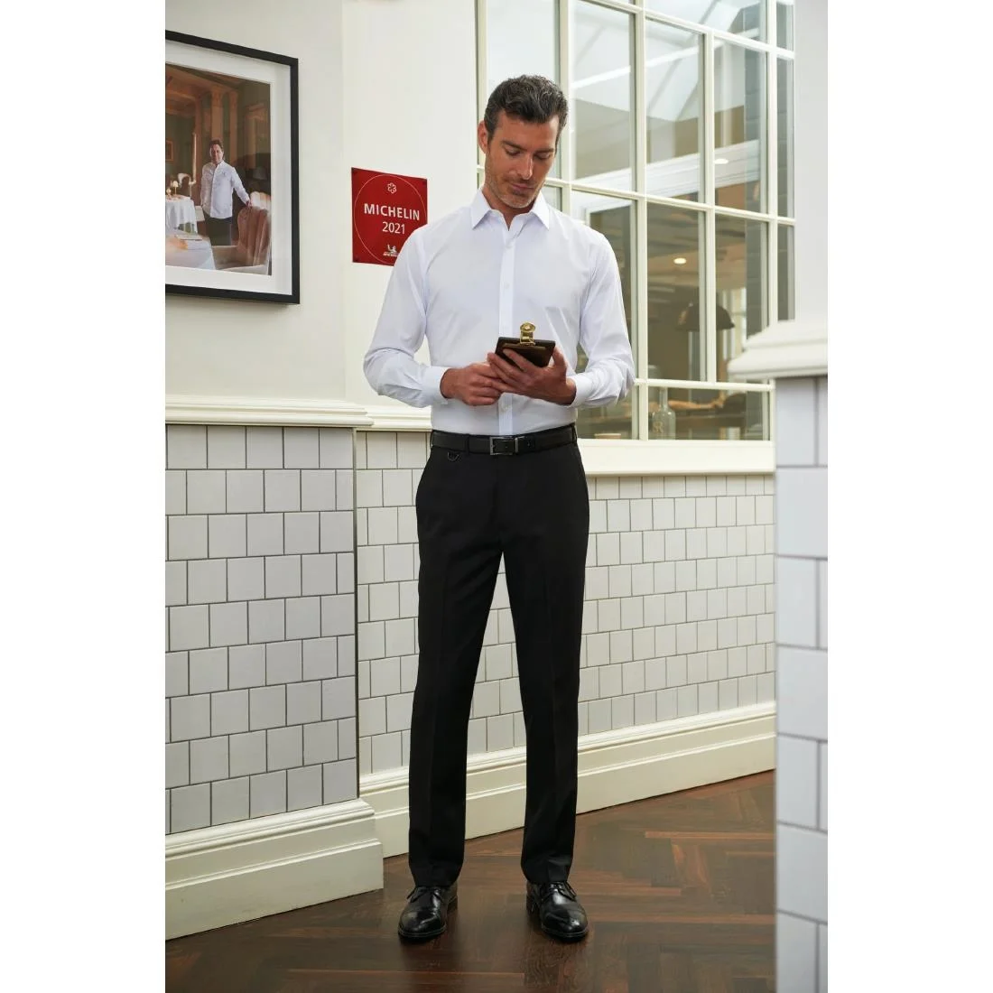 Brook Taverner Mens Long Leg Mars Black Waiting Trousers - Image 3
