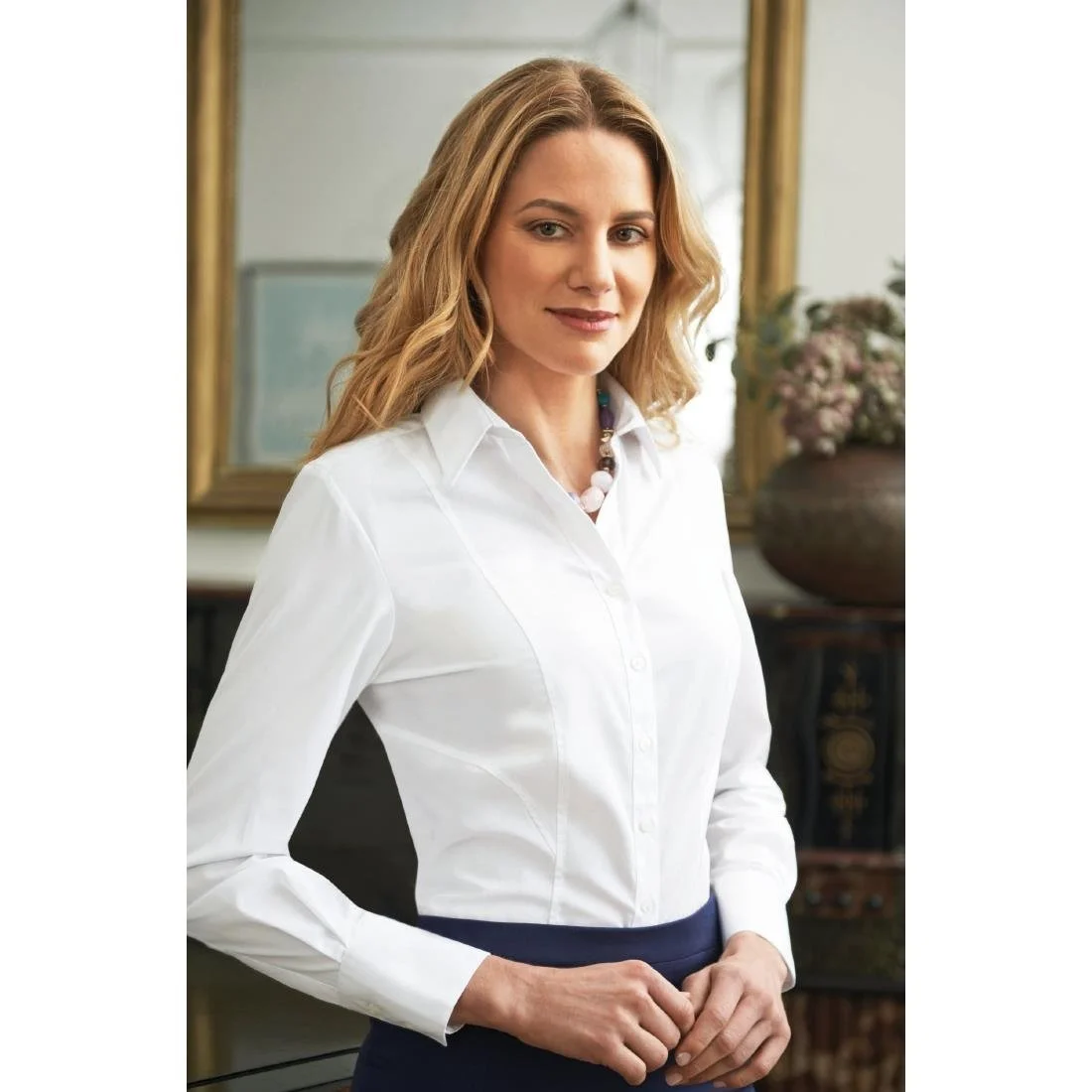 Brook Taverner Ladies Long Sleeve White Palena Shirt - Image 2