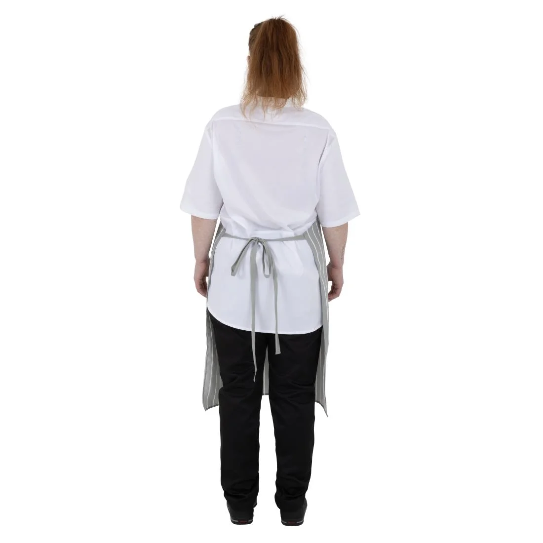 Whites Butchers Stripe Bib Apron Grey/White - Image 2