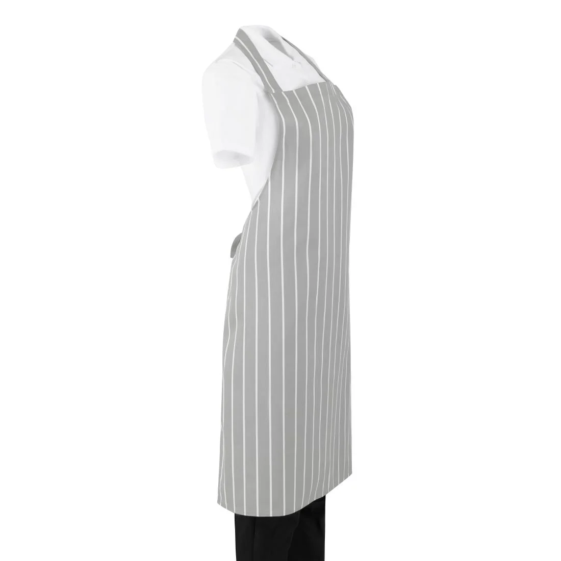 Whites Butchers Stripe Bib Apron Grey/White - Image 3