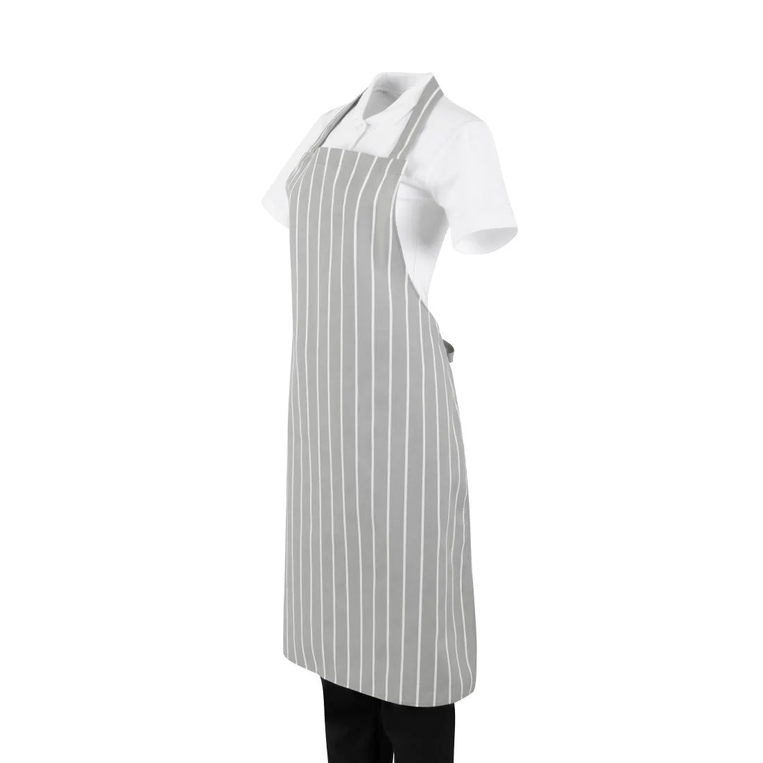 Whites Butchers Stripe Bib Apron Grey/White - Image 4