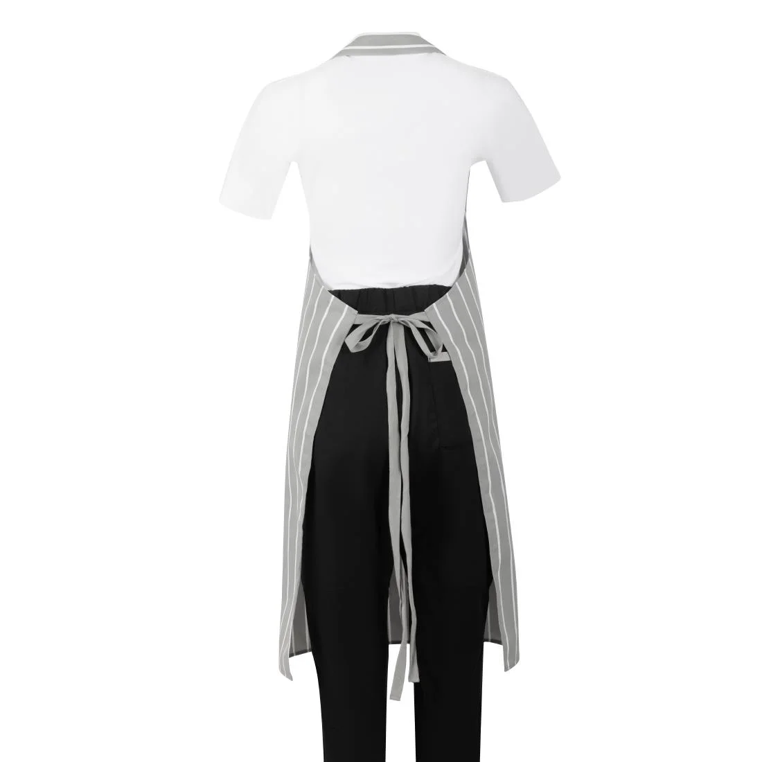 Whites Butchers Stripe Bib Apron Grey/White - Image 3