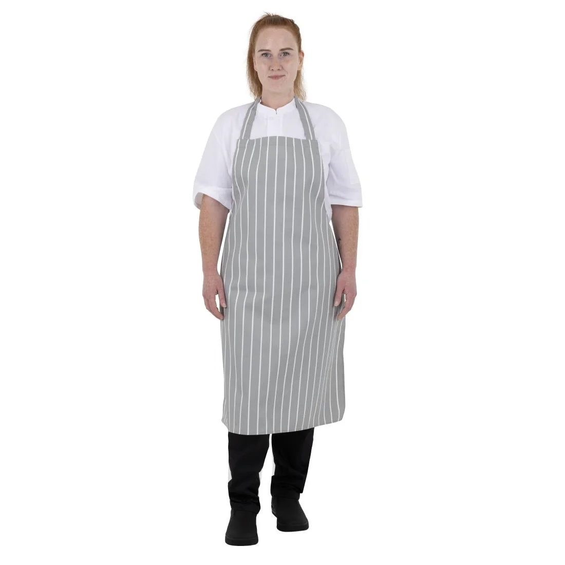 Whites Butchers Stripe Bib Apron Grey/White - Image 5