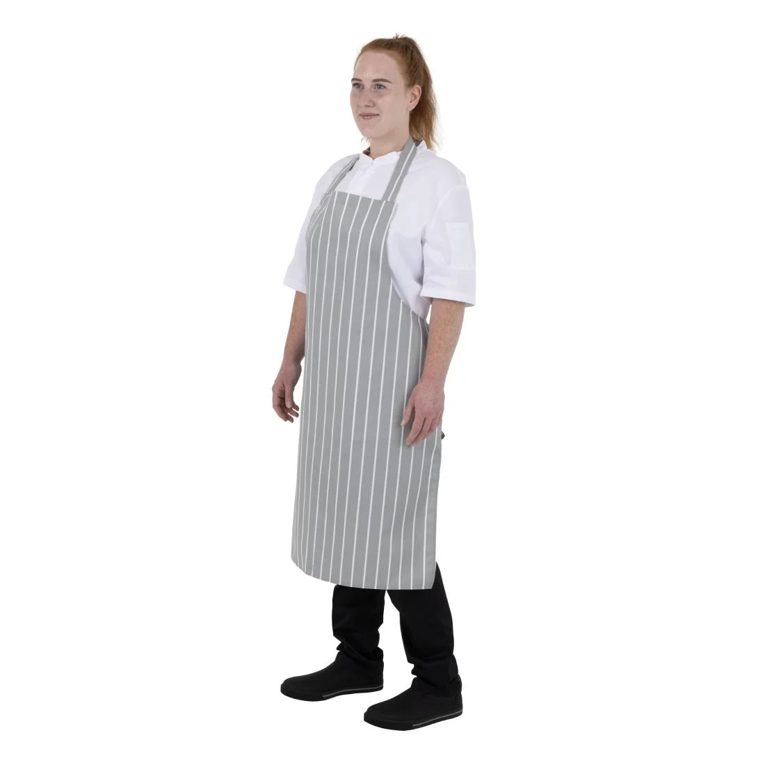 Whites Butchers Stripe Bib Apron Grey/White - Image 7