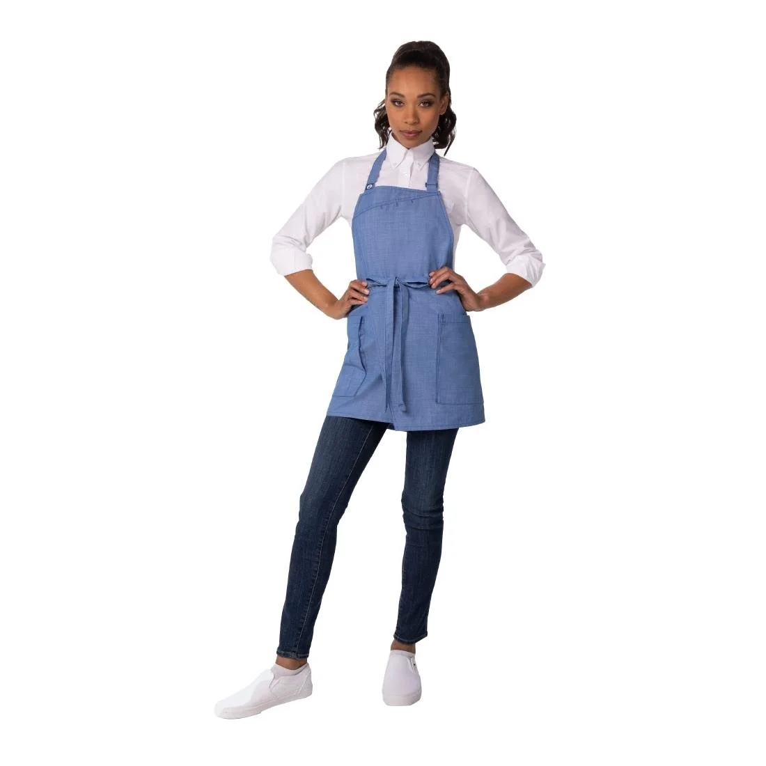 Chef Works Urban Medford Short Bib Apron French Blue - Image 2