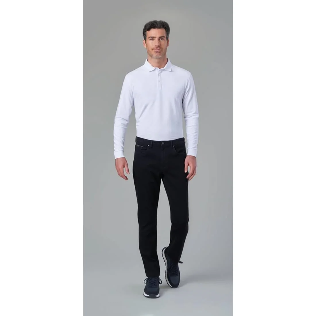 Brook Taverner Frederick Men's White Long Sleeve Polo - Image 3