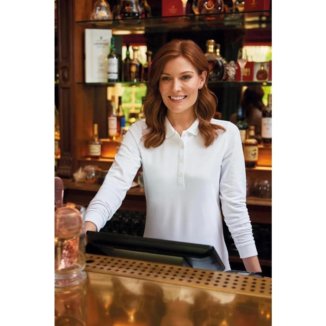 Brook Taverner Anna Women's White Long Sleeve Polo - Image 2