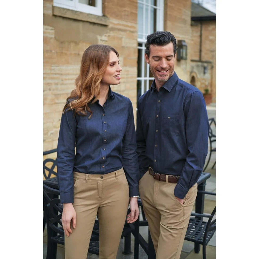 Brook Taverner Mens Jasper Long Sleeve Chambray Shirt - Image 2