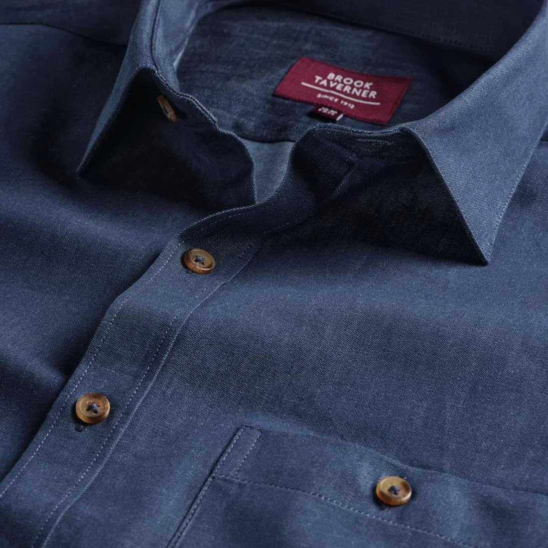 Brook Taverner Mens Jasper Long Sleeve Chambray Shirt - Image 4