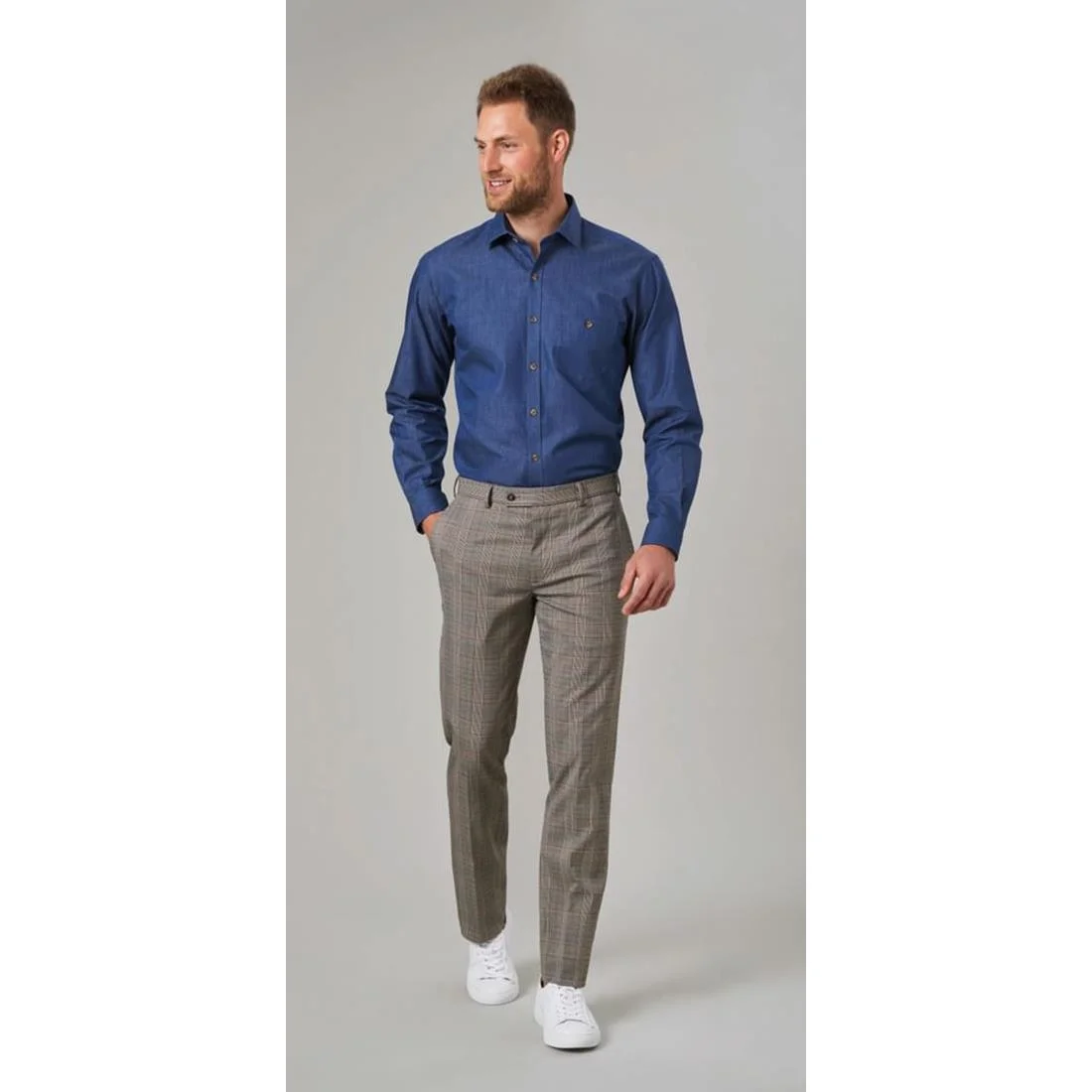 Brook Taverner Mens Jasper Long Sleeve Chambray Shirt - Image 5