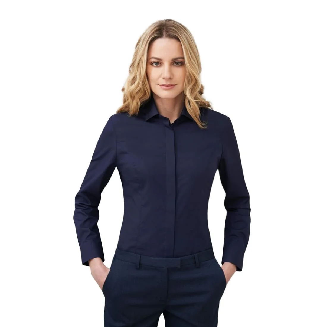 Brook Taverner Ladies Long Sleeve Navy Parma Shirt - Image 2