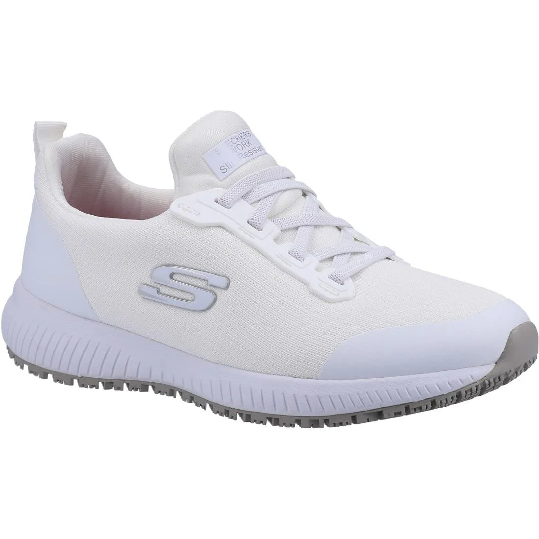 Skechers Womens Slip Resistant Squad Trainers White - Image 3