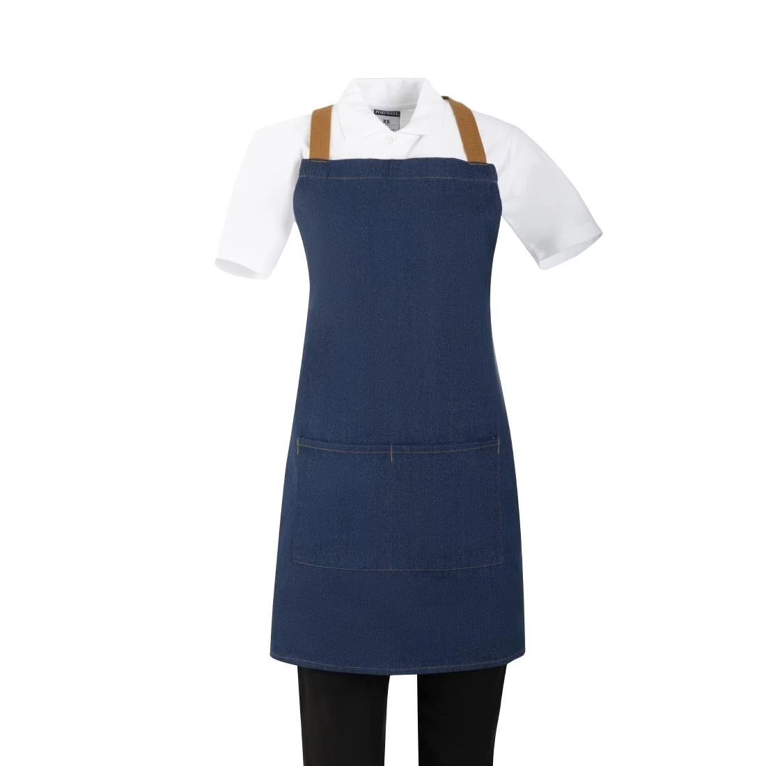 Southside Denim Short Cross-Back Bib Apron Blue - Image 1