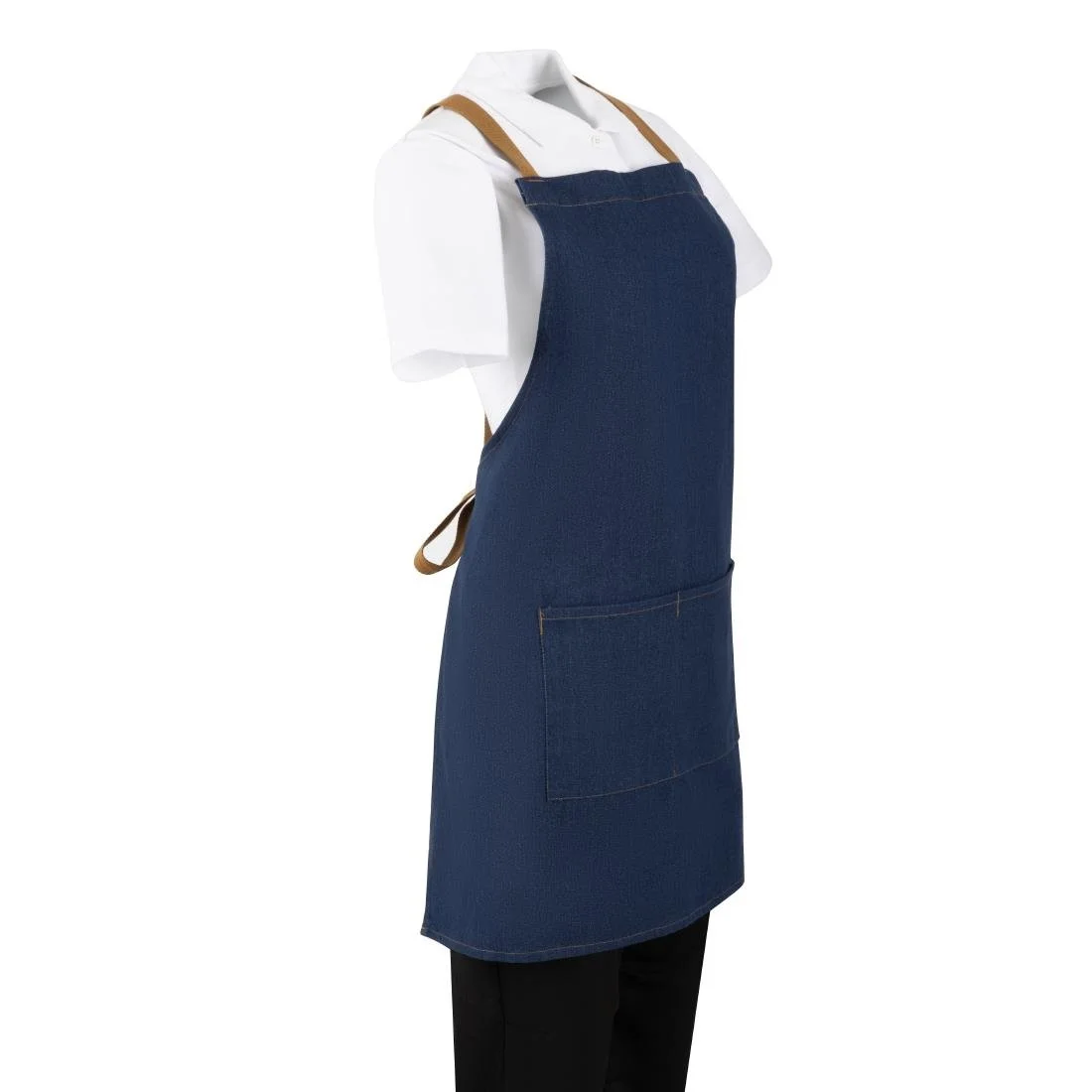 Southside Denim Short Cross-Back Bib Apron Blue - Image 2