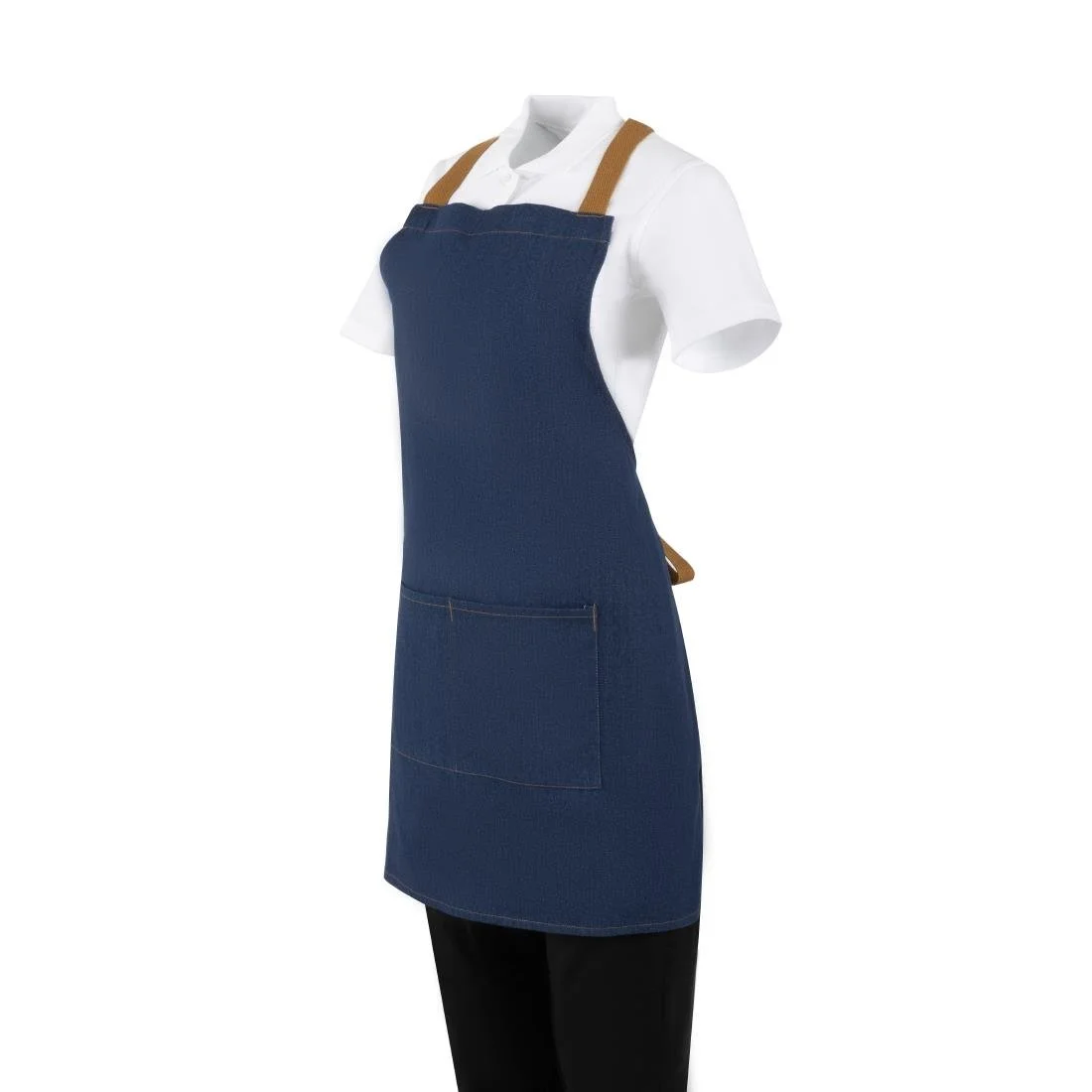 Southside Denim Short Cross-Back Bib Apron Blue - Image 3