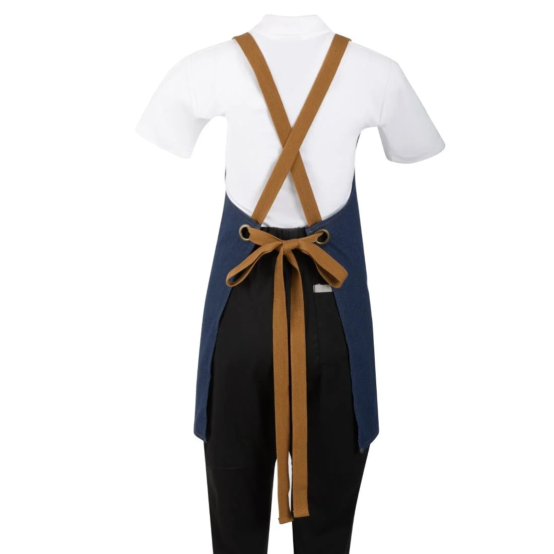 Southside Denim Short Cross-Back Bib Apron Blue - Image 4