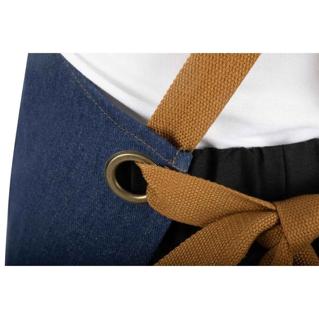 Southside Denim Short Cross-Back Bib Apron Blue - Image 7