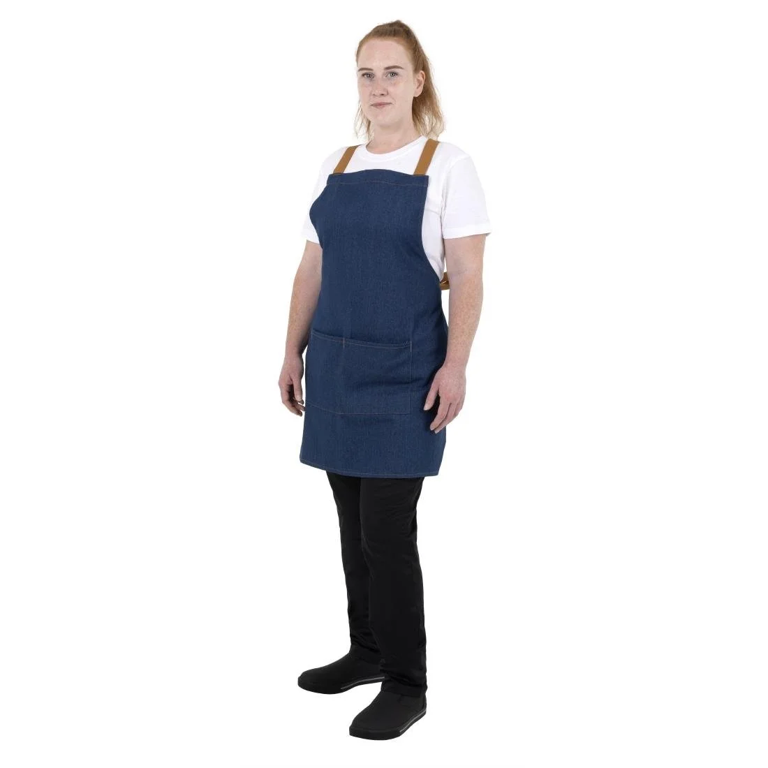 Southside Denim Short Cross-Back Bib Apron Blue - Image 10