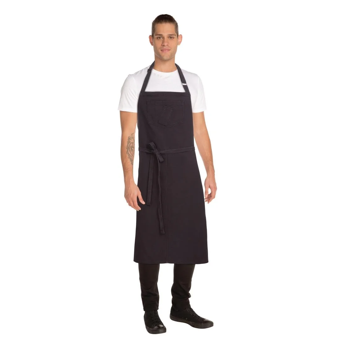 Chef Works Urban Rockford Canvas Wide Bib Apron Steel Grey - Image 5