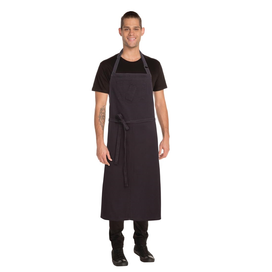 Chef Works Urban Rockford Canvas Wide Bib Apron Steel Grey