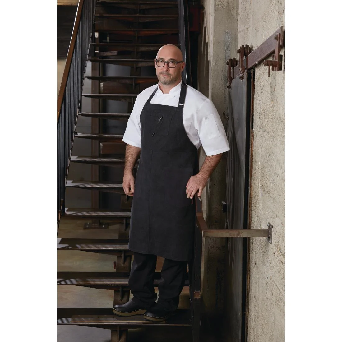 Chef Works Urban Rockford Canvas Wide Bib Apron Steel Grey - Image 7