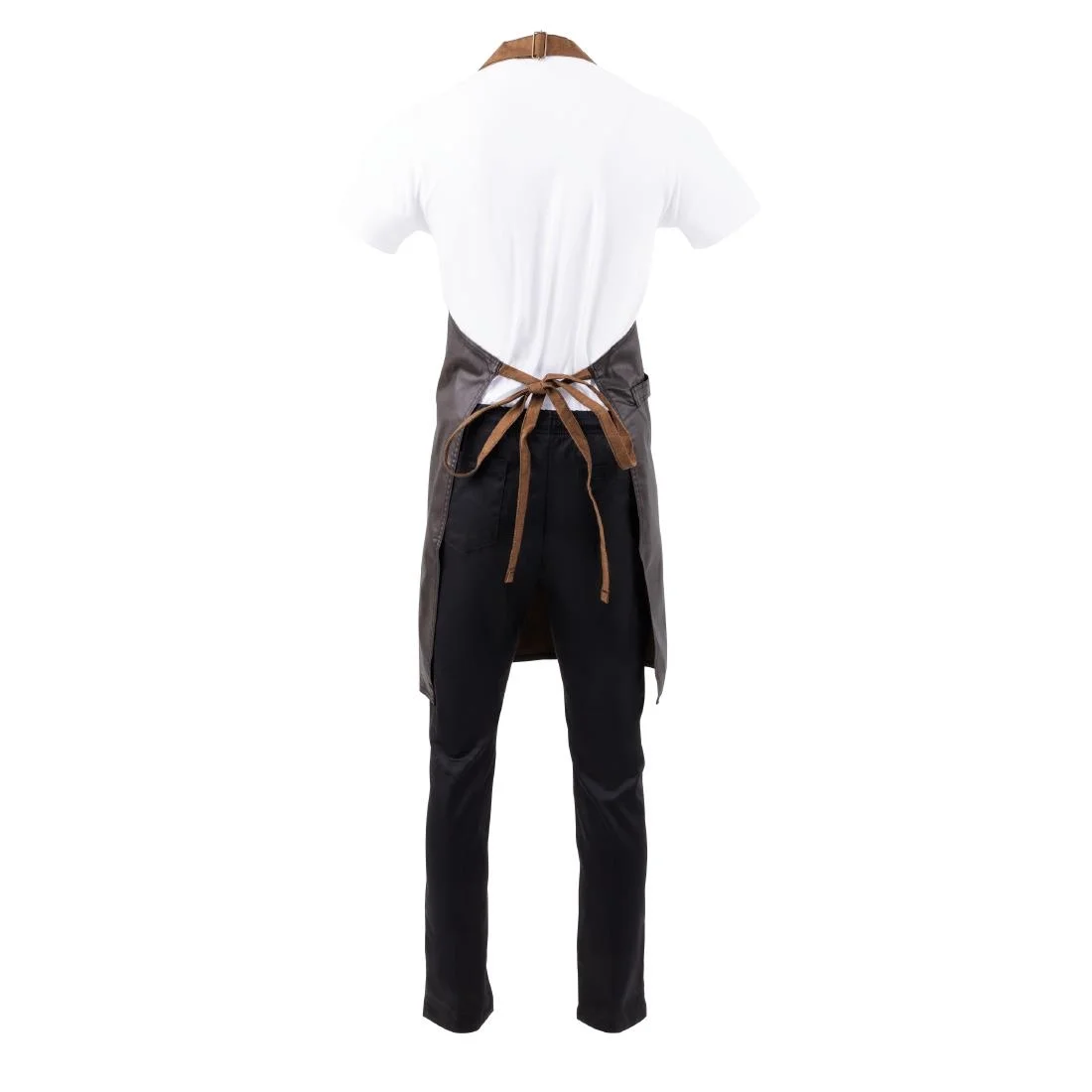 Chef Works Urban Wet Look Boulder Bib Apron Black and Brown - Image 7