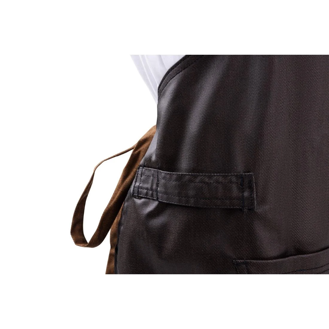 Chef Works Urban Wet Look Boulder Bib Apron Black and Brown - Image 10