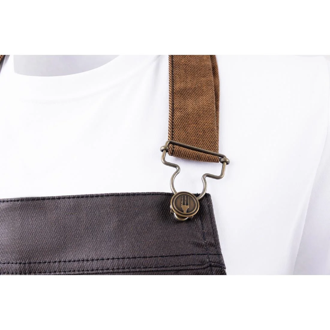 Chef Works Urban Wet Look Boulder Bib Apron Black and Brown - Image 11
