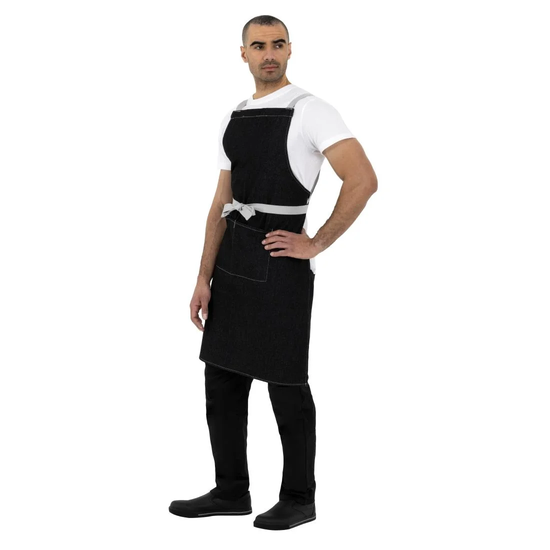 Southside X-Cross Back Bib Apron Denim Black - Image 10