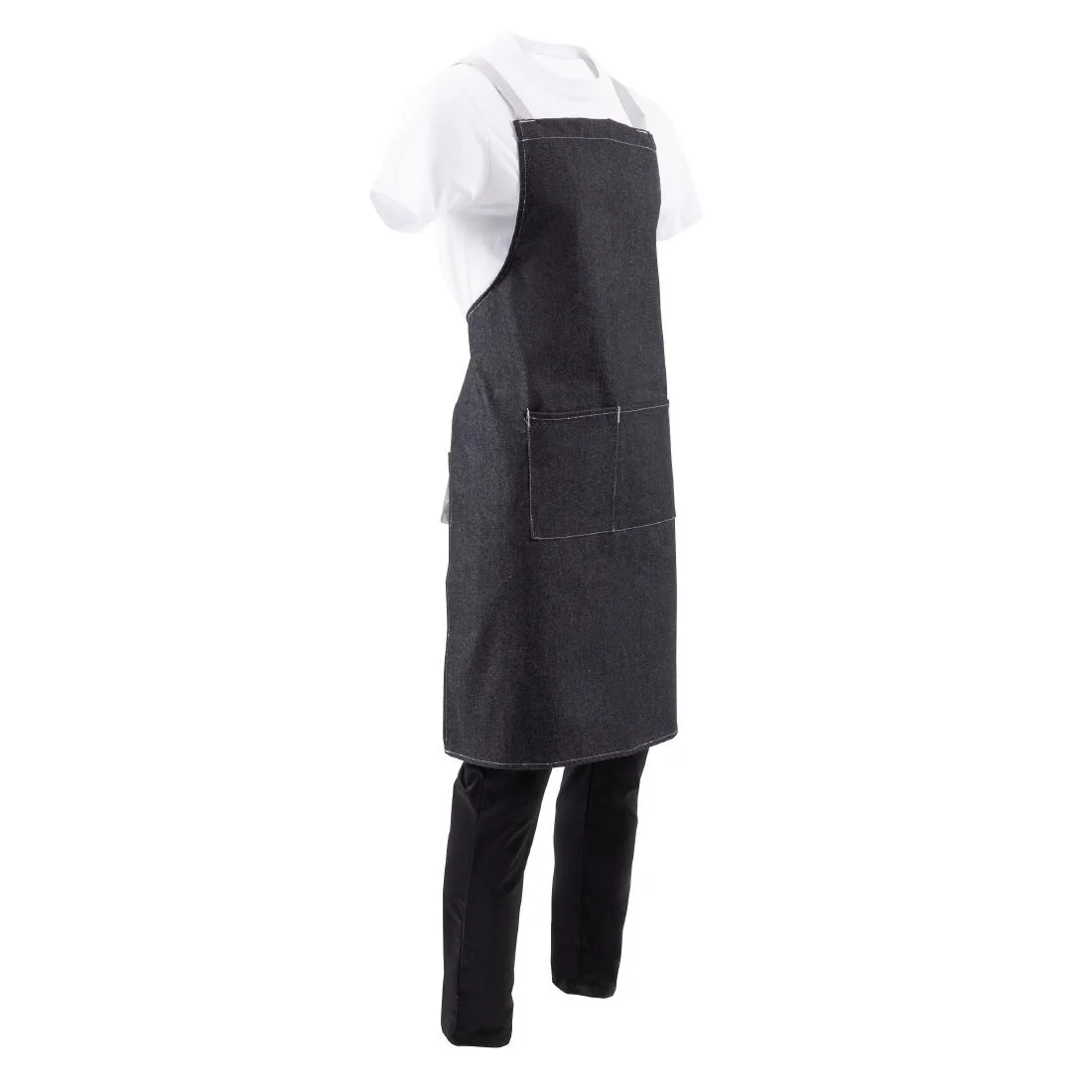 Southside X-Cross Back Bib Apron Denim Black