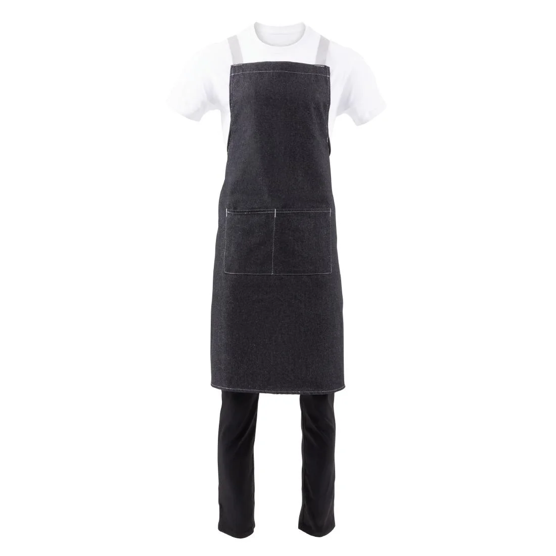 Southside X-Cross Back Bib Apron Denim Black - Image 13