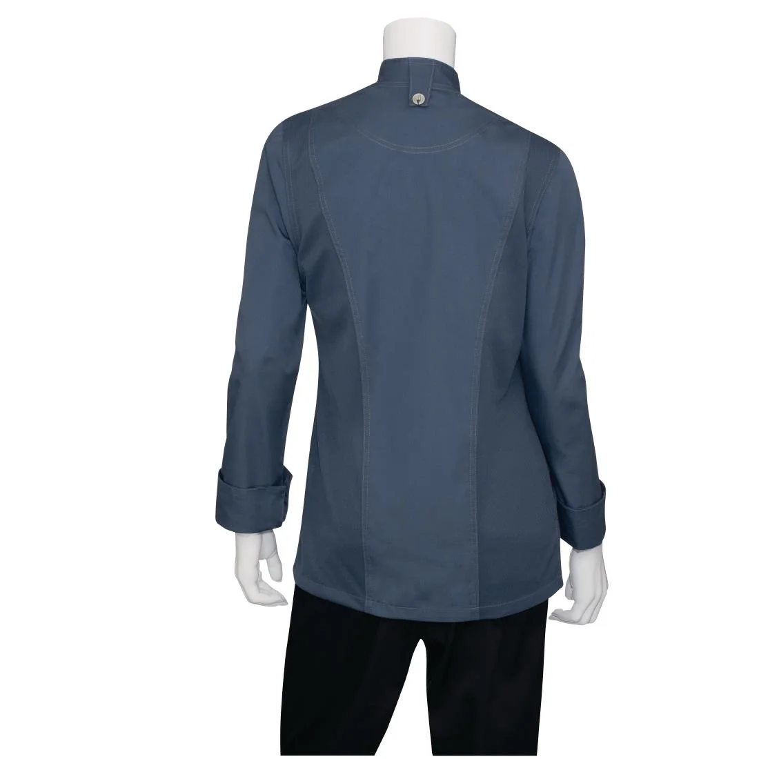 Chef Works Blue Hartford Lightweight Zip Womens Chef Jacket - Image 3