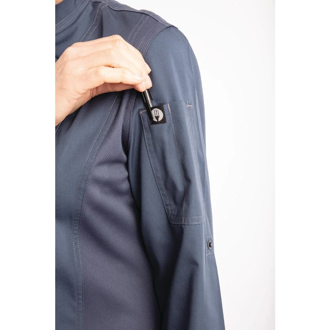 Chef Works Blue Hartford Lightweight Zip Womens Chef Jacket - Image 9