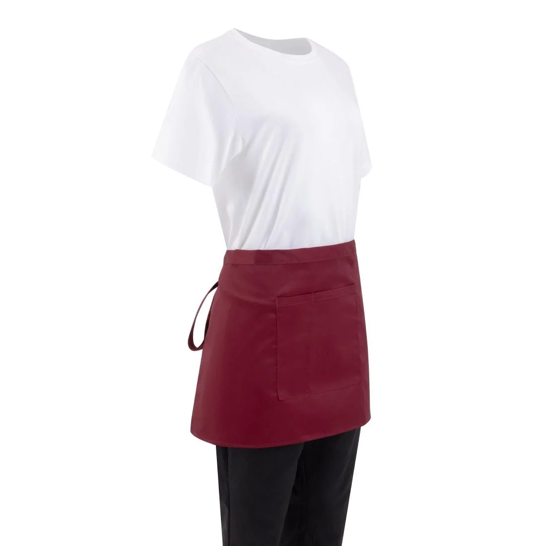 Whites Short Bistro Apron Burgundy - Image 7