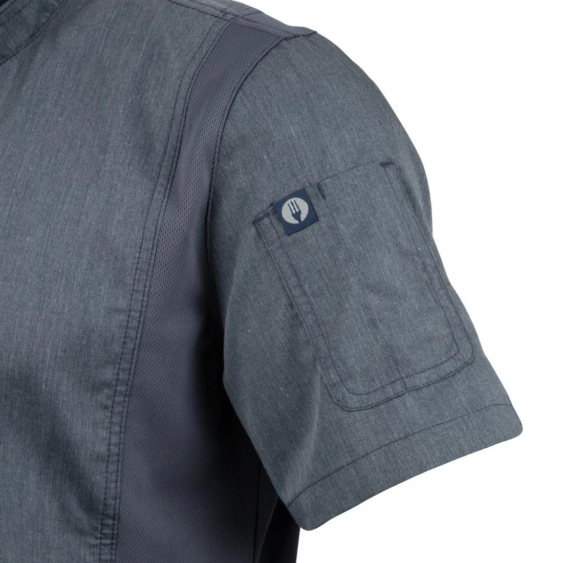 Chef Works Unisex Springfield Lightweight Short Sleeve Zipper Coat Ink Blue - Image 5