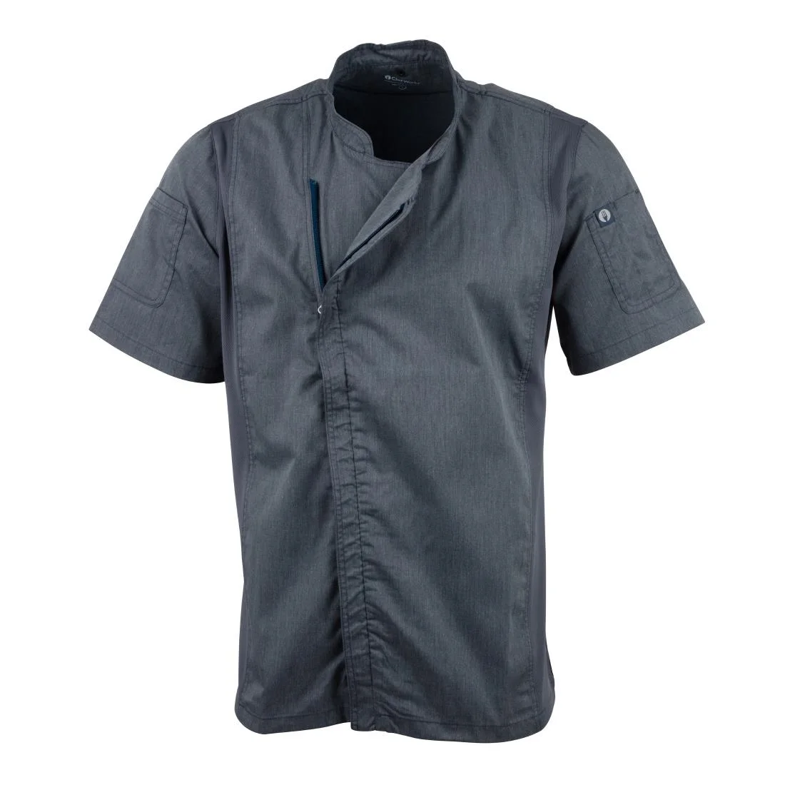 Chef Works Unisex Springfield Lightweight Short Sleeve Zipper Coat Ink Blue - Image 7