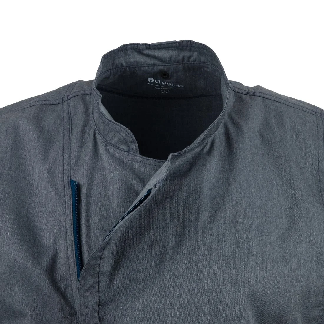 Chef Works Unisex Springfield Lightweight Short Sleeve Zipper Coat Ink Blue - Image 8